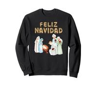 Feliz Navidad Bebe Jesús, María, José, Los Tres Reyes Mago Sudadera, Unisex para Adultos, Negro, XXL