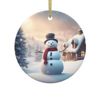 Feliz Navidad, bonito muñeco de nieve, decoración de Navidad, árbol de Navidad de Papá Noel, redondo, para colgar, regalos de recuerdo