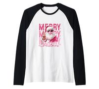 Feliz Navidad - Conoce a tu Nuevo Papá Noel Rosa Camiseta Manga Raglan