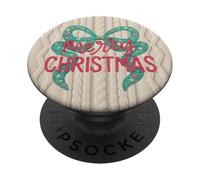Feliz Navidad Coqueta Lindo Arco de Navidad Tejido Crochet Print PopSockets PopGrip Adhesivo