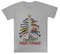 Feliz Navidad del Pescado Kids Grey tee Camiseta De Manga Corta para Niños Kids Grey tee Children Short Sleeve T-Shirt