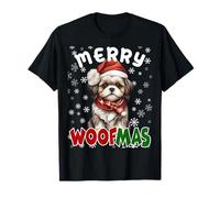 Feliz Navidad, Divertida Amante de los Perros Shih Tzu, mamá y Perro de Merry Woofmas Camiseta