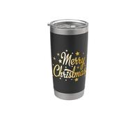 Feliz Navidad elegante oro tipografía regalo Vaso térmico de acero inoxidable de doble pared