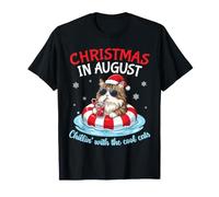 Feliz Navidad En Agosto Chillin con Cool Siberian Cats Camiseta