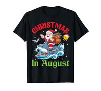 Feliz Navidad En Agosto Santa Riding Shark Surfing Camiseta