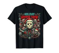 Feliz Navidad Festive Slasher Candy Cane Amenace Camiseta
