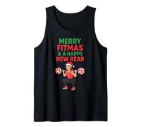 Feliz Navidad Fitmas y un Feliz Año Nuevo Gimnasio Girl Camiseta sin Mangas