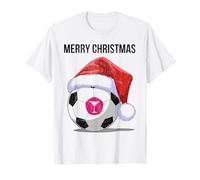 Feliz Navidad Fútbol Bola Santa Sombrero Navidad Camiseta