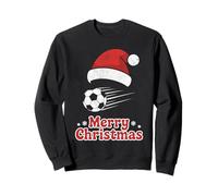 Feliz Navidad Fútbol Bola Santa Sombrero Navidad Sudadera