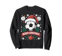 Feliz Navidad Fútbol Bola Santa Sombrero Navidad Sudadera