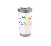Feliz Navidad Gay Arco Iris Arte Queer Vacaciones Amor LGBTQ Vaso térmico de acero inoxidable de doble pared