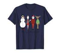 Feliz Navidad Hipster Lindo Santa & Mrs. Claus Muñeco de Nieve Reno Camiseta