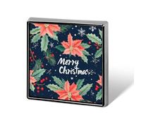 Feliz Navidad Hojas de acebo Poinsettias Broche cuadrado Alfileres de metal Insignia de solapa Pin Chaqueta Sombrero Bolso Accesorios Decoración