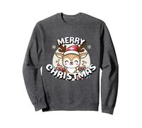 Feliz Navidad Lindo Mujeres Hombres Feliz Navidad Sudadera, Unisex para Adultos, Jaspeado Oscuro, S