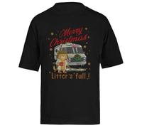 Feliz Navidad para Gatos Camiseta Extragrande Holgada Negra Unisex Unisex Black tee Baggy Oversized T-Shirt