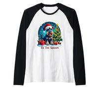 Feliz Navidad para Perros Schnauzer Tis The Season Standard Camiseta Manga Raglan
