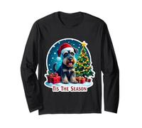 Feliz Navidad para Perros Schnauzer Tis The Season Standard Manga Larga