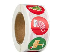 Feliz Navidad pegatinas rollo, 500Pcs Etiqueta Adhesiva Pegatinas redondas, hechas a mano, para Sello Scrapbooking Regalo Bolsa Jabón Recuerdo Boda Fiesta Aniversario Cumpleaños