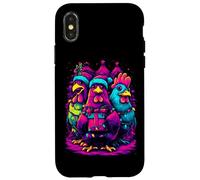 Feliz Navidad Pollo Trio Luces Festivas Carcasa para iPhone X/XS