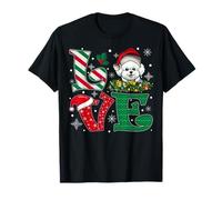Feliz Navidad Santa Hat Love Bichon Frise Dog Xmas Camiseta