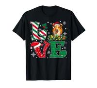 Feliz Navidad Santa Hat Love Rough Collie Dog Xmas Camiseta