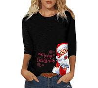 Feliz Navidad Sudadera para Mujeres Bloque de Color Navidad Copo de Nieve Estampado Manga Larga Top Camiseta Peto Mujer Corto, Negro , M