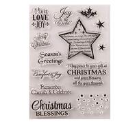 Feliz Navidad Temporada de felicitación de Navidad Versículos de Navidad Frase Estrellas Brillantes Sellos transparentes para hacer tarjetas de Navidad Decoración y álbumes de recortes sellos de goma