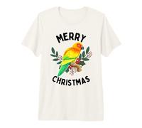 Feliz Navidad Tropical Sun Conure Acuarela Camiseta Premium