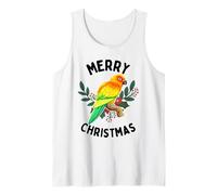 Feliz Navidad Tropical Sun Conure Acuarela Camiseta sin Mangas