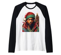 Feliz Navidad y Feliz Año Nuevo Gracias Amilcar Dios te Bendiga Camiseta Manga Raglan