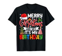 Feliz Navidad Y Sí Es Mi Cumpleaños Niños Niñas Camiseta