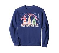 Feliz Navidad y un Feliz año Nuevo Lindo gnomo niñas Sudadera, Unisex para Adultos, Azul Marino, L
