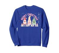 Feliz Navidad y un Feliz año Nuevo Lindo gnomo niñas Sudadera, Unisex para Adultos, Azul Real, L
