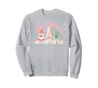 Feliz Navidad y un Feliz año Nuevo Lindo gnomo niñas Sudadera, Unisex para Adultos, Gris Jaspeado, XL