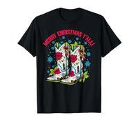 Feliz Navidad Yall Cowboy Boots Howdy Western Cowgirl Regalo Camiseta