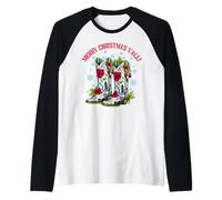 Feliz Navidad Yall Cowboy Boots Howdy Western Cowgirl Regalo Camiseta Manga Raglan