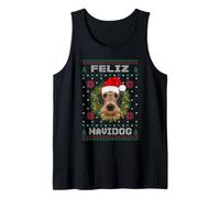 Feliz Navidog Airedale Terrier Dog Ugly Christmas Sweater Camiseta sin Mangas