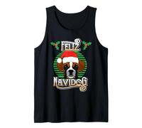 Feliz Navidog Boxer Dog Santa Hat Funny Christmas Camiseta sin Mangas