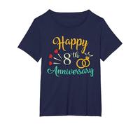 Feliz Octavo Aniversario Que Empareja Parejas Octavo Aniversario Camiseta, Mujer Tallas Grandes, Azul Marino, 2XL Grande
