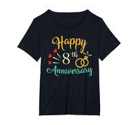 Feliz Octavo Aniversario Que Empareja Parejas Octavo Aniversario Camiseta, Mujer Tallas Grandes, Negro, 2XL Grande