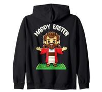 Feliz Pascua Bloque Constructor de Ladrillos Cristianos Jesús Sudadera con Capucha