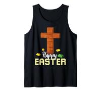 Feliz Pascua Bloque Constructor de Ladrillos de Construcción Jesús Cruz Fe Camiseta sin Mangas