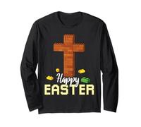 Feliz Pascua Bloque Constructor de Ladrillos de Construcción Jesús Cruz Fe Manga Larga
