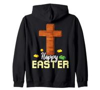 Feliz Pascua Bloque Constructor de Ladrillos de Construcción Jesús Cruz Fe Sudadera con Capucha