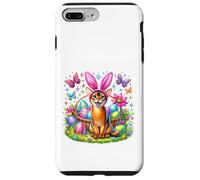 Feliz Pascua Cute Bunny Abyssinian Cat Canasta de huevos de Carcasa para iPhone 7 Plus/8 Plus