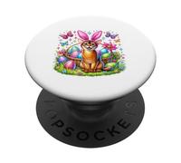 Feliz Pascua Cute Bunny Abyssinian Cat Canasta de huevos de PopSockets PopGrip Adhesivo