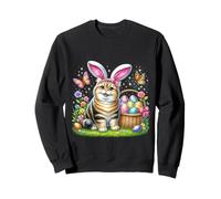 Feliz Pascua Cute Bunny American Shorthair Cat Canasta de Sudadera