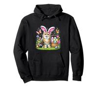 Feliz Pascua Cute Bunny American Shorthair Cat Canasta de Sudadera con Capucha