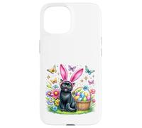 Feliz Pascua Cute Bunny Bombay Cat Canasta de huevos de Carcasa para iPhone 15