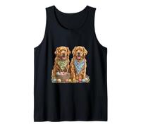 Feliz Pascua Golden Retriever Perros Cesta de Pascua Huevos de Pascua Camiseta sin Mangas